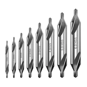 8 count HSS Center Drill Bits Set 60- Angle Combined Countersink Drill Bit Tool High Speed Steel Countersink Tools for Lathe Mill Metalworking (1/1.5/2/2.5/3/4/5/6mm)