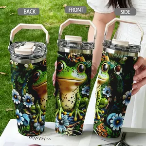 30oz Stainless Steel Insulated Tumbler, Tree Frog Print, Dual Layer Vacuum, Portable Travel Cup with Lid, Gift for Parents, Friends, Teachers