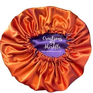Creations By Shirelle Solid Reversible Satin Bonnet for Hair Protection Against Damage and Frizz Gentle on Hair Moisturizing and Heat Resistant - Burnt Orange + Teal