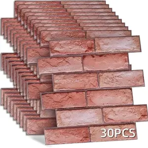 3D Decorative Wall Panels, 30 Pieces 30x30 Cm, Self-Adhesive Waterproof PVC, Peel and Stick Wallpaper, Ideal for Kitchen, Hallway, Living Room Decoration