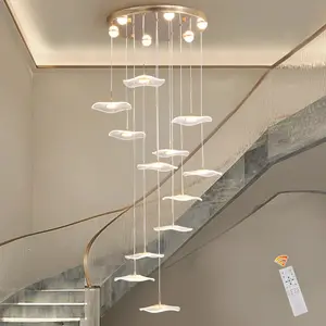 Garwarm 12 - Light Modern Pendant Light, Dimmable LED Large Staircase Cluster Pendant Light Chandelier, Gold LED Chandelier for living rooms, stairwells