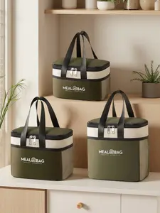 1pc Aluminum Foil Insulated Lunch Bag, Durable Large Capacity, Portable Picnic Cooler, School Work Lunch Box, Unisex Non-Food Contact, Reusable Lunch Bag, Durable Lunch Bags