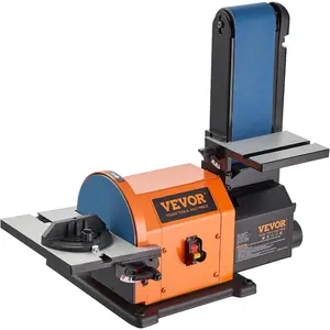 Father's Day Gift VEVOR Professional Belt Sander, 8" Disc Sander and 4 x 36 in.Belt Sander with 5A Induction Motor Cast Aluminum Worktable for Woodworking, Metalworking