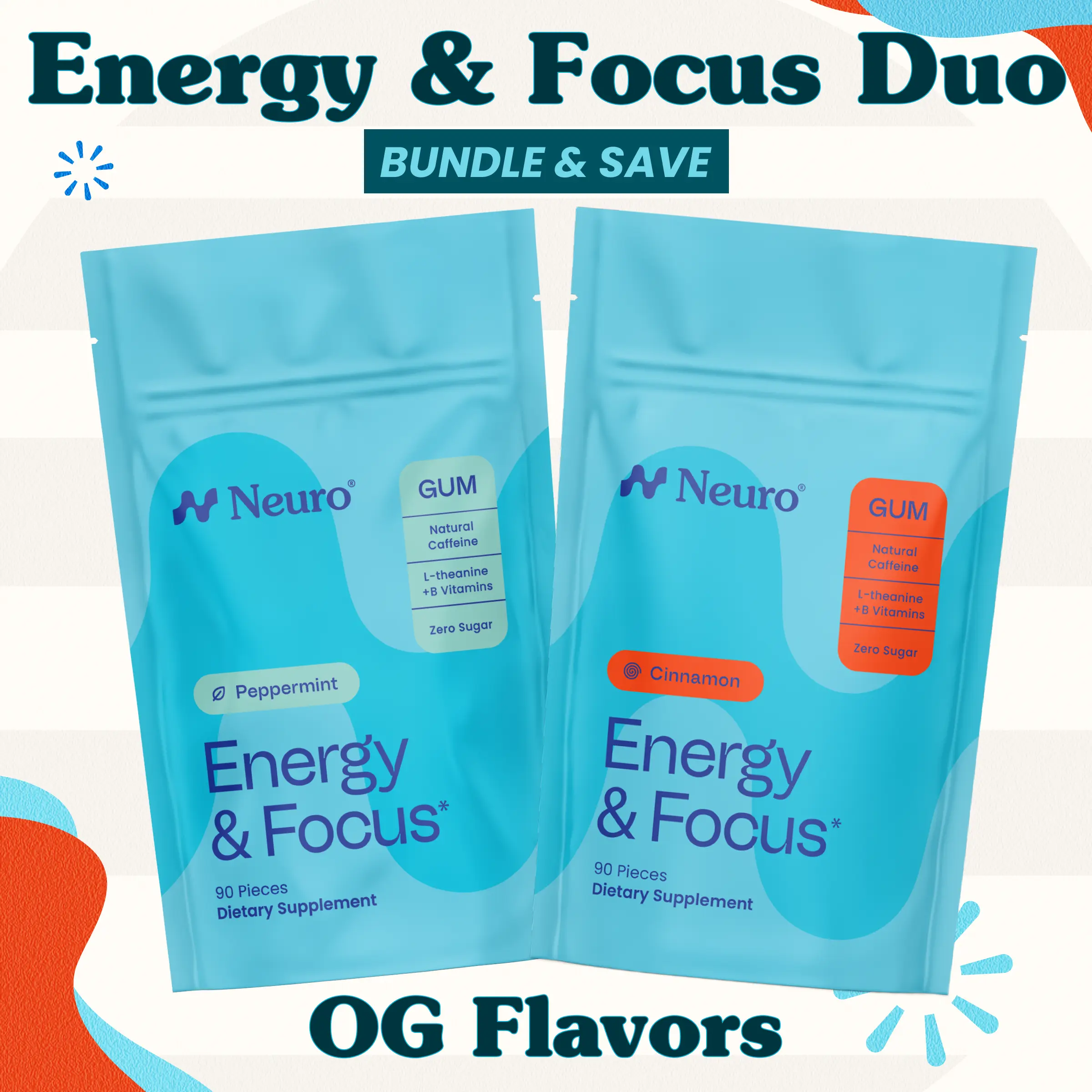 Energy & Focus Duo - Caffeine Gum - OG Flavors (2-Bulk Pouches) Energy & Focus Duo - Caffeine Gum - OG Flavors (2-Bulk Pouches)