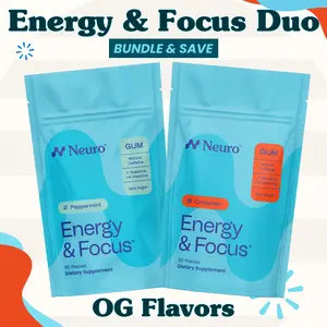 Energy & Focus Duo - Caffeine Gum - OG Flavors (2-Bulk Pouches)