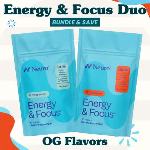 Energy & Focus Duo - Caffeine Gum - OG Flavors (2-Bulk Pouches)