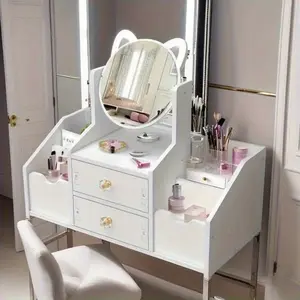 27-inch large cosmetic storage dressing table - multi-drawer locker with mirror 3.2 cubic feet large capacity suitable for bedroom and bathroom modern style dressing table sorting artifact, Makeup Vanity Desk