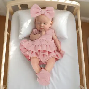 13-Inch Ultra-Realistic Silicone Reborn Baby Doll | Sleeping Pink Dress & Bow Headband Set | Lifelike Closed-Eye Cuddly Doll |  Gift for Toddlers 3+, New Parents & Collectors