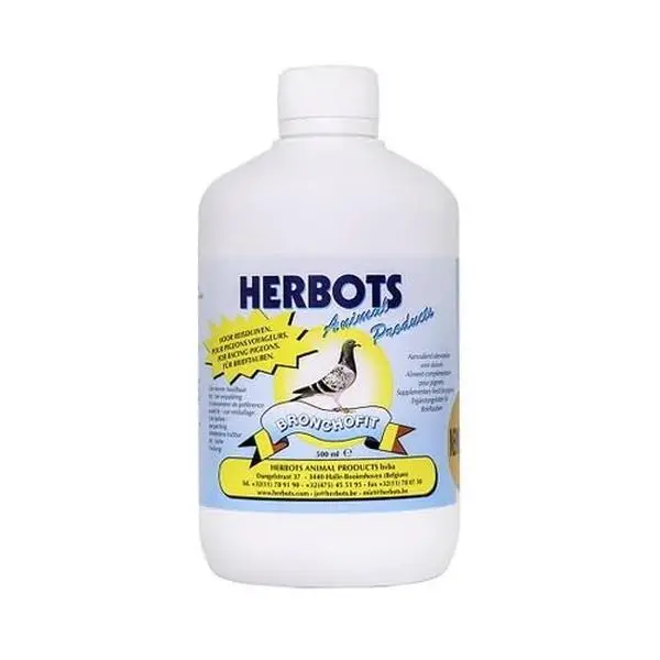 Herbots BRONCHOFIT Concentrated Bird Healthcare Solution, 500ml Bottle with Poppy, Elderberry, Liquorice, Eucalyptus, Marshmallow, Thyme - Bronchial Support, Infection Control, Cleanse, Stimulates Blood Circulation for Pigeons