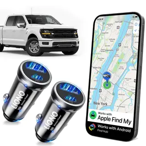USB C Car Charger 80W Fast Charging with GPS Tracker, Dual Port Cigarette Lighter Adapter Car Phone Charger, 40W PD & QC for iPhone 17–8, Galaxy S25–21, Hidden Car Tracking Devices & Family Safety