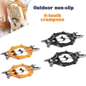 Outdoor snow non-slip shoe cover shoe chain eight teeth 8 teeth reinforced crampons ice surface picture ice grab delivery storage bag