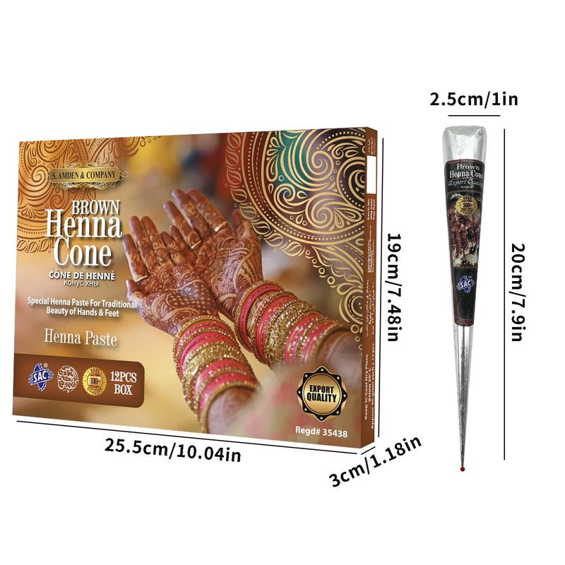 Sac 100% Natural Temporary Tattoo Paste, Henna Tattoo Cone, Body Painting, Freckle Brown, Unisex, Forearm Tribal Wolf Pattern, Lasts 7-15 Days, Long-lasting and Waterproof, Angel Flower Tattoo Tools