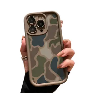 Camouflage Harmony Phone Case for iPhone 17 16 15 14 13 12 11 Pro/Pro Max/Plus/Air | Soft TPU Bumper  | Rugged Shockproof Cover Coffee Brown