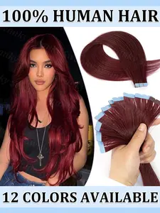 12 Colors Mini Tape in Human Hair 12inch-20inch Length Range Natural Straight Machine Remy Seamless Tape in Hair for Women Easy to Wear
