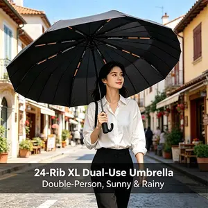 umbrella，Double-Keel Portable Windproof Rainproof Umbrella - Wisteria Flower & Solar System Designs,24-Bone Fully Automatic Black Coating Sunscreen Umbrella, Couple's Double Umbrella，Essential Home Supply for Daily Commute