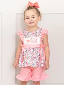 Coral Floral "I Love Mom" Smocked Outfit