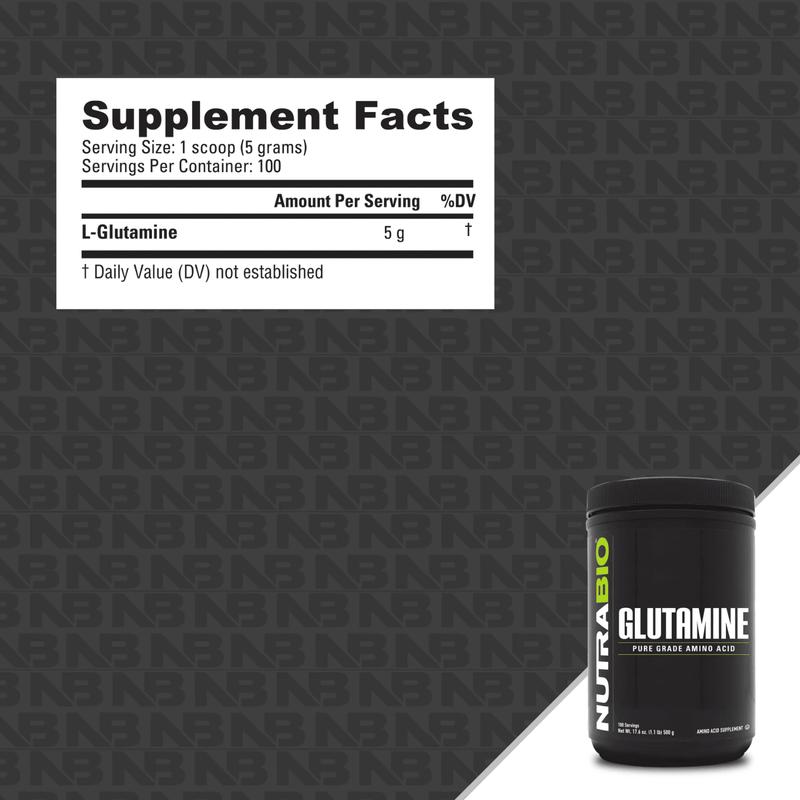 L-Glutamine 100 Serving / 500g - Pure Grade Amino Acid - Natural Supplement for Health and Fitness
