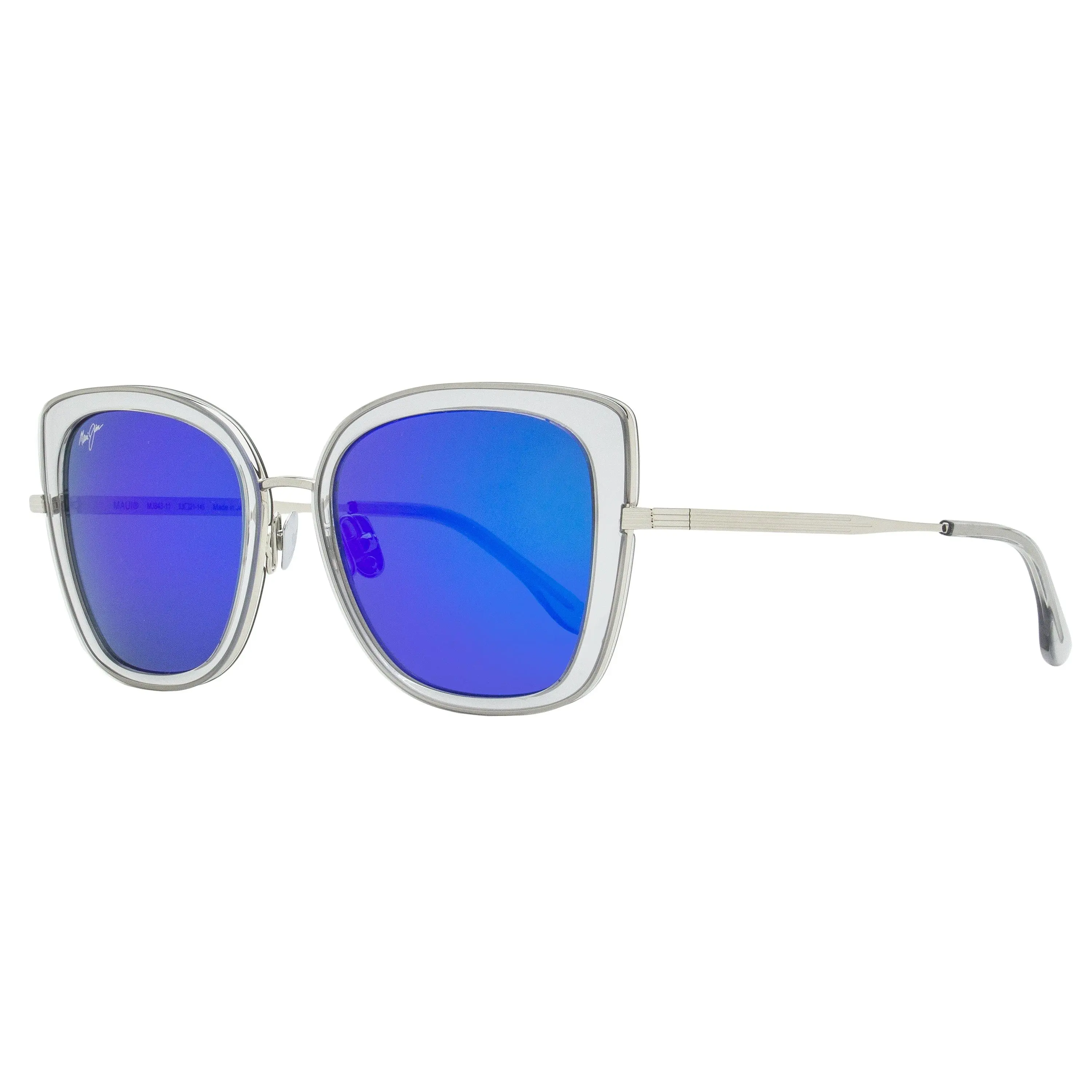 Maui Jim Violet Lake MJ843 Women's Butterfly Sunglasses in Silver/Gray, Alternative Style Titanium & Acetate Frame with 100% UV Protection, Alternative Style Women's Sunglasses, Acetate Sculpted Women's Sunglasses
