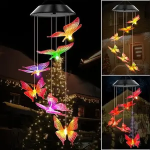 Butterfly Solar Wind Chime Light LED Seven-Color Gradient Decoration, Perfect Holiday Gift, Suitable for Various Festive Occasions