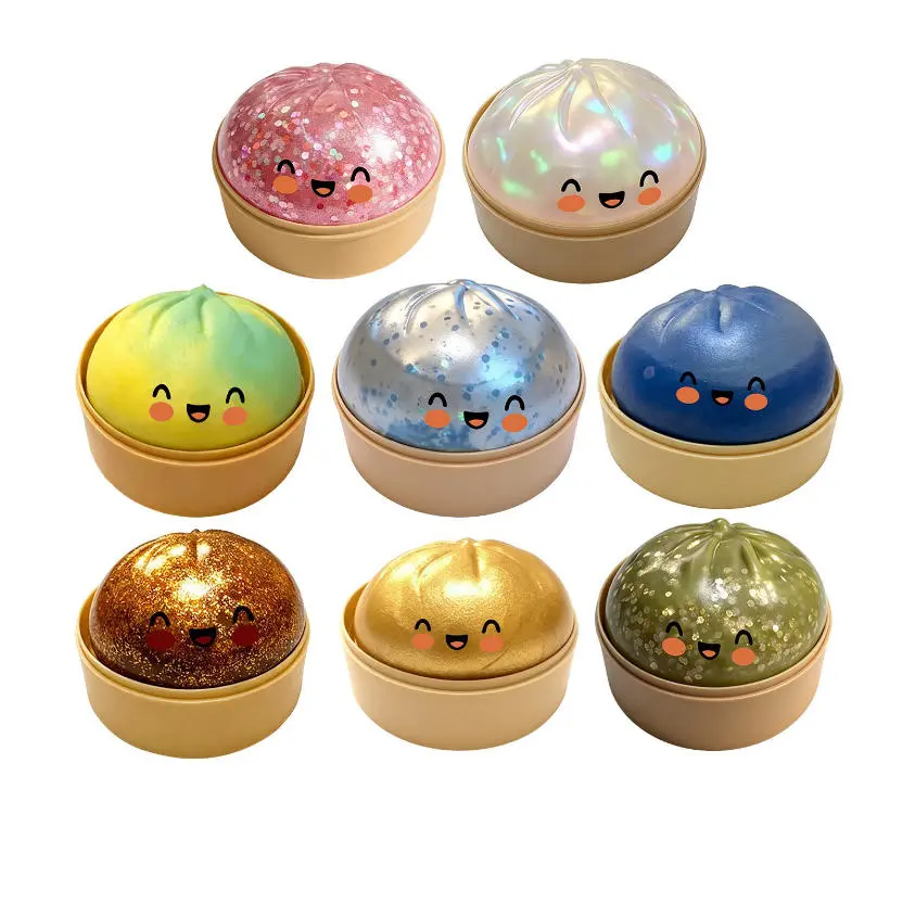 Glitter Dumpling Squishies with Box, Unisex Soft Tactile Stress Relief Squeeze Toy