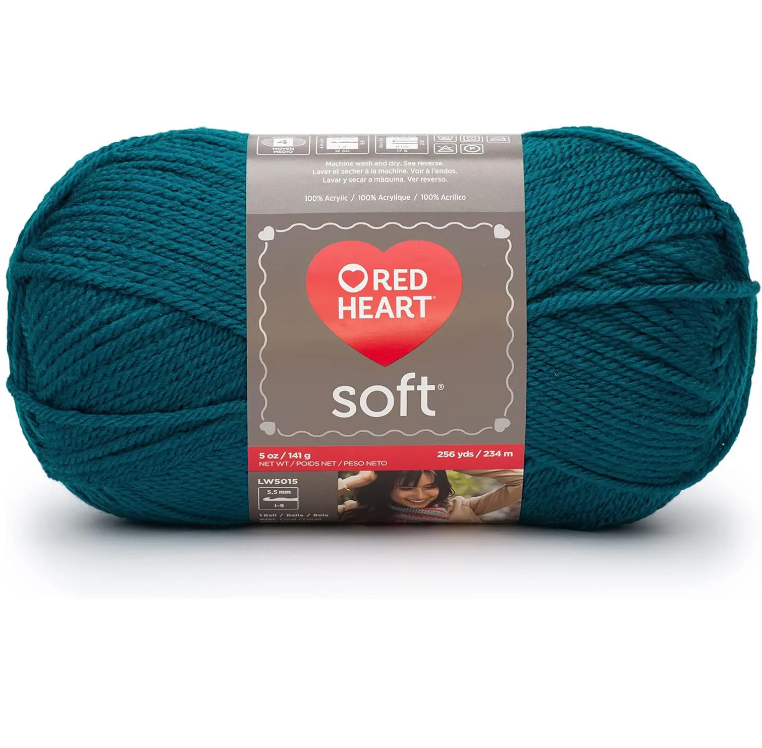 Red Heart Soft Teal Yarn - 3 Pack of 141g/5oz - Acrylic - 4 Medium (Worsted) - 256 Yards - Knitting/Crochet