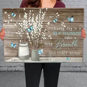 1pc Framed Painting Flowers and Butterfly Canvas Posters And Prints Wall Art Pictures with Frame for Living Room & Bedroom, Home Decoration,Festival Gift for Her/Him, Ready to Hang