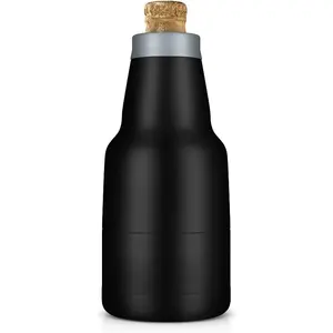 Chubby  - Mexican  Bottle Cooler - Stainless Steel Double Wall Vacuum Insulated compatible with Modelo Beers (Black)