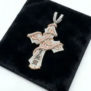 2348 Premium Bling Cross Pendant | 3D Wrapped Design | Icy Statement Piece for Hip Hop Fashion & Daily Wear Complimentary shipping