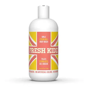 Fresh Kidz Body Wash for Kids and Teens - Gentle Bath and Shower Cleanser for All Skin Types - Girls "Coral", 16.9 Fl.Oz.