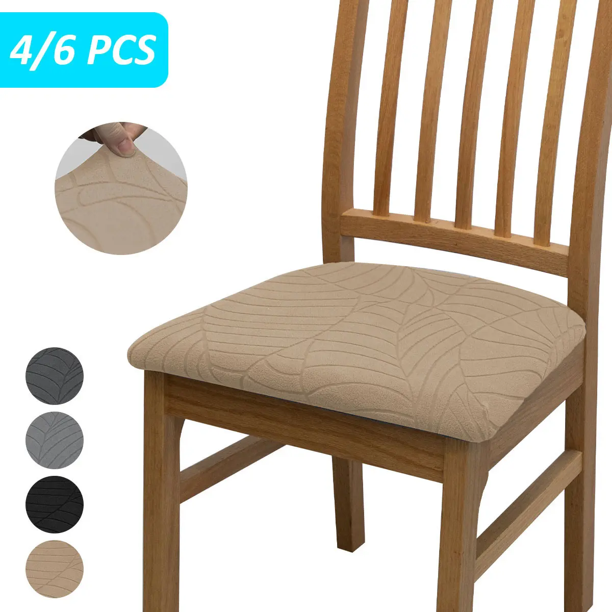 4/6 Piece Elastic Jacquard Chair Seat Covers, Chair Covers for Dining Chairs, Durable Fashionable Dining Chair Protector, Suitable for Home Office Environment