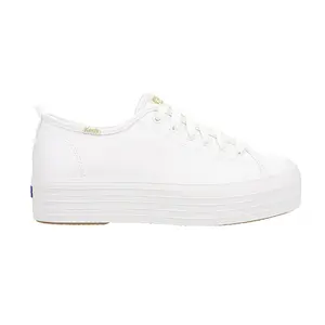 Keds Womens Triple Up Leather Lace Up Sneakers Shoes Casual - White