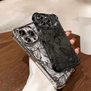 Suitable For IPhone 16proCase Butterfly New IPhone 16 Promax Transparent Four Corner Airbag Anti Drop 14 Electroplating All Inclusive 13 Silicone Plus Simple 12 Men And Women