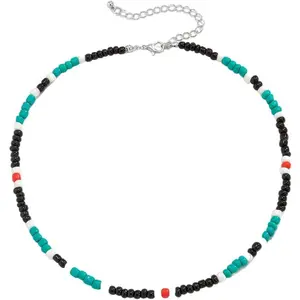 Beaded Necklace for Men Boho Wood Beads Turquoise Mens Beaded Necklaces Summer Heishi Surfer Beach Puka Shell Waterproof Beaded Choker Necklace