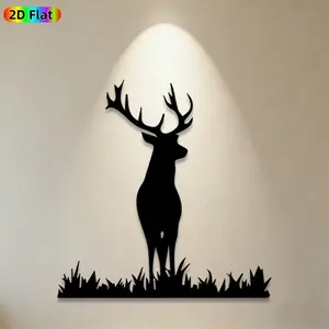 1pc Deer Silhouette Metal Wall Art,Elegant Deer Statue Mural, Ideal Gift for Christmas, New Year, Nature Decor Enthusiasts, Weather-Resistant Metal Wall Decor Wall Sculptures, Perfect for Living Room Wall & Garden Fence, Unique Outdoor & Indoor Decor
