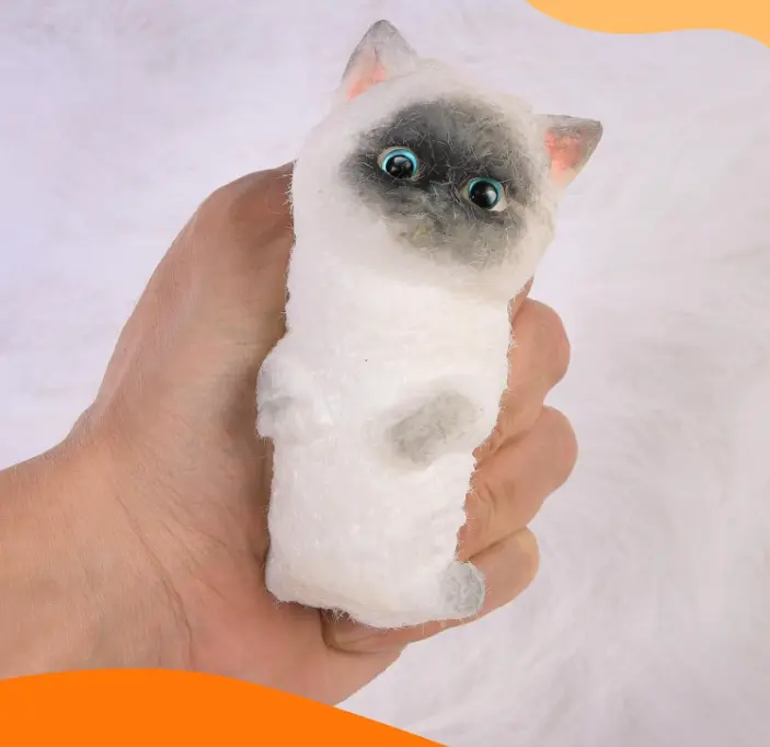Big Taba Cat, Handmade Large Cat Taba Squishy Toys, Stress Relief, Funny, Cute Soft Cat Squishy Stress Toy Gifts (Small Siamese Cat)