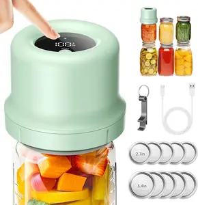 Moriko Mason Jar Vacuum Sealer - Electric Mason Jar Vacuum Sealer Kit with Regular and Wide Mouth Mason Jar Lids, Canning Vacuum Sealer for Food Storage (Black), Medium, Green