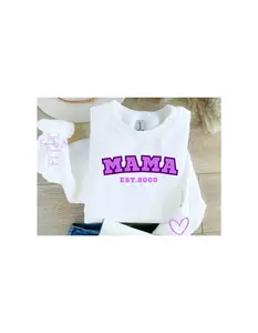 Custom MAMA Sweatshirt | Personalized Mom Sweater with Kids’ Names on Sleeves | Year Established Design | Mother’s Day & Birthday Gift