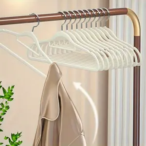 10-Pack Premium Velvet Hangers with 360° Rotatable Hooks, Non-Slip Heavy Duty Space Saving Clothes Hangers with Tie Bar for Coats, Suits, Dresses, Clothes Hanging Rack, Clothes Hanger Organizers