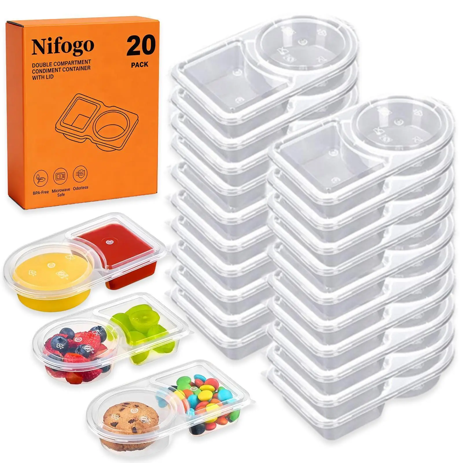 20/40 Pcs Stackable Plastic Snack Box - BPA-Free, Leak-Proof, Double-Compartment Portable Container for Meal Prep, Kids’ Portion Control, Camping