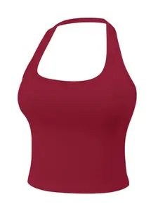 Women's Seamless Halter Yoga Tank Top, Tight-Fitting Breathable Running Fitness Shirt, Sexy Quick-Dry Sports Bralette for Outdoor Workout, Sports Apparel, Fitness Exercise Wear