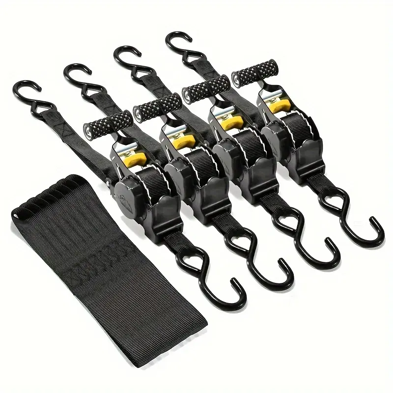 Heavy-Duty Automatic Retractable Ratchet Tie Down Cargo Strap - No Assembly Required, Freely Extendable, Ideal Hardware Rope & Strap Solution