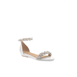 The Pashionista - White Satin Pearl Flat - Final Sale