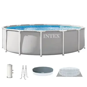 INTEX Prism Frame 14ft x 42in Premium Above Ground Pool Set with Filter Pump