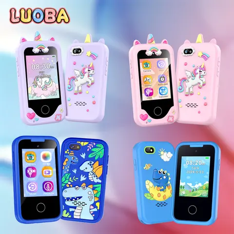 LUOBA Kids' Multifunction Smart Learning Phone for 3-12 Yrs, 2.8” Touchscreen Toddler Device with Dual Camera, 13 Puzzle Games, Music Player, 8GB Card, 12 Habit Alarms, ABC/Animal Sounds, Flashlight, Travel-Friendly Children Development Birthday Gift