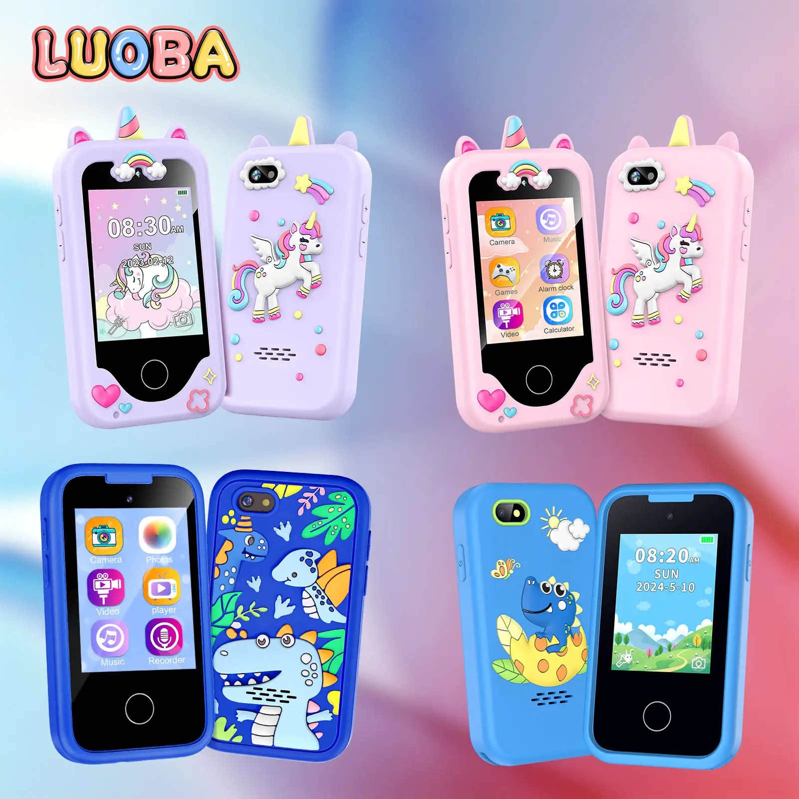 LUOBA Boys and Girls Kids Smartphone, 3-10 Years Kids Toy Phone Birthday Gift, 2.8” Touch Screen Toddler Learning Toy Phone with Dual Camera, Games, M