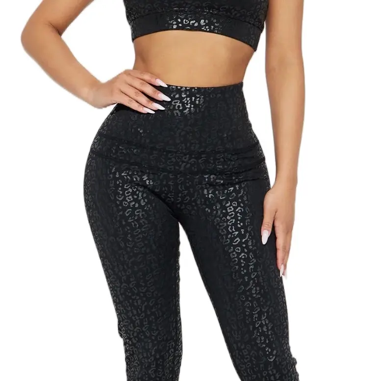 Medium Comfortable High Waisted Wild Side  Spandex Leopard Legging