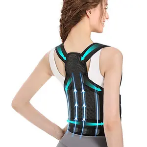 Adjustable Back Support Belt, Polyester Fiber, Breathable Design, Improves Posture, Daily Wear, Ergonomic Fit, Includes Shoulder Straps & Waistband