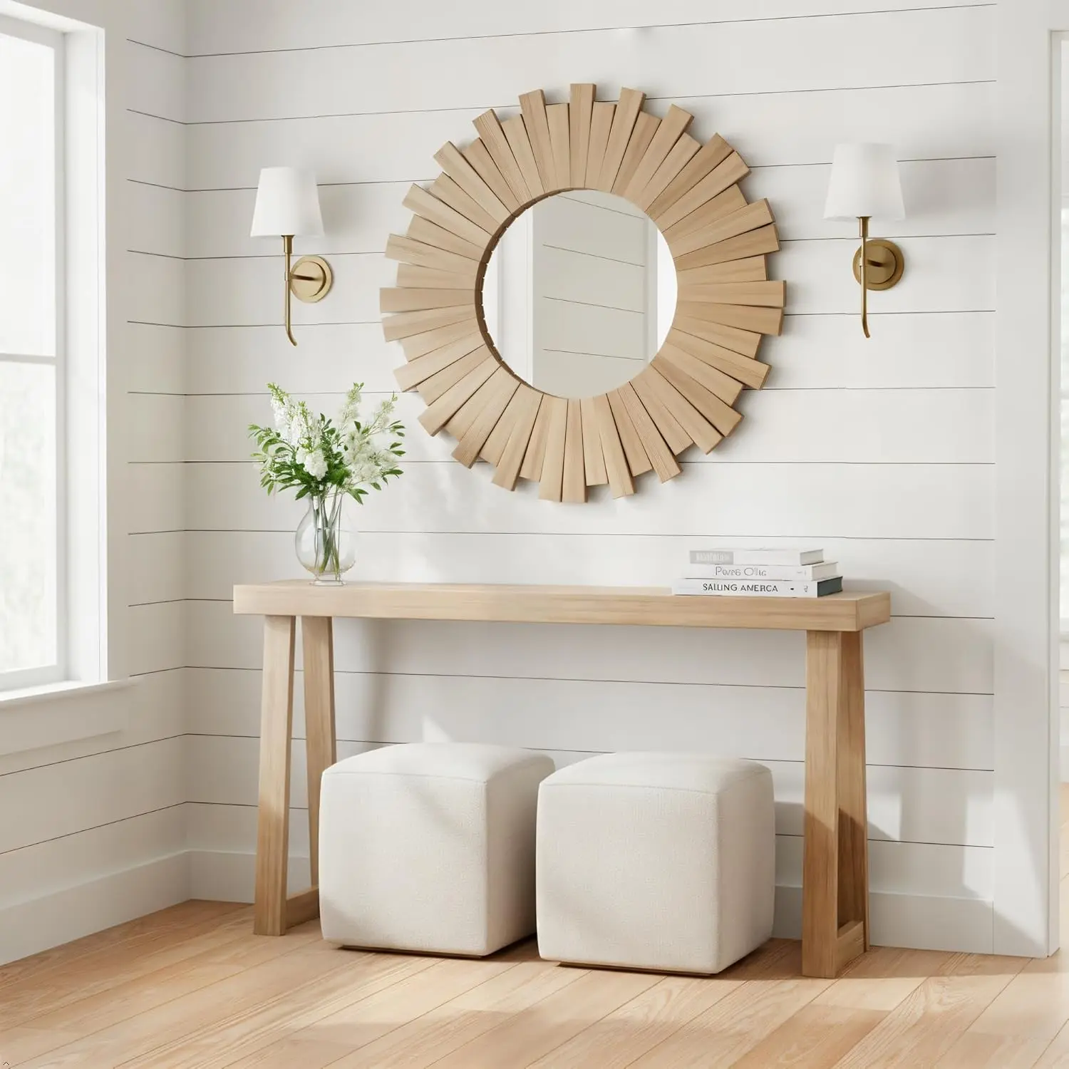 Plank+Beam Classic Console Table, 56 Inch, Blonde | Non-Toxic Finishes, Versatile Design, Elegant Details, Easy Assembly, Quick Setup, Solid Wood