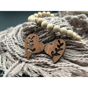 Heart Shaped Sapele Dangle