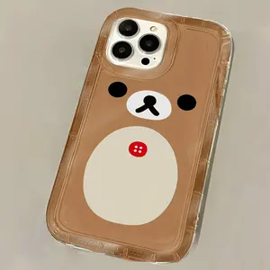 Fashion Cute Cartoon Rilakkuma Bear Phone Case For iPhone 17 Promax 16 15 14 13 12 11 Plus Pro Max 17Air and Samsung S26 S25 S24 S23 S22 S21 FE Plus Ultra - Anti Drop Full Perfect Aesthetic Printed Soft TPU Case japanese style